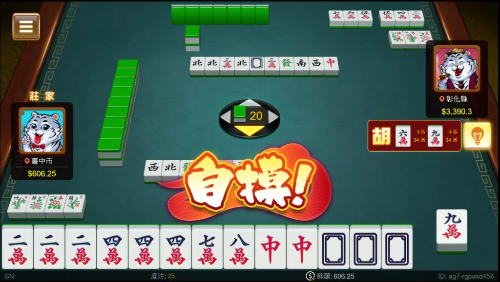 大老爺博弈棋牌－二人麻將：自摸超容易！