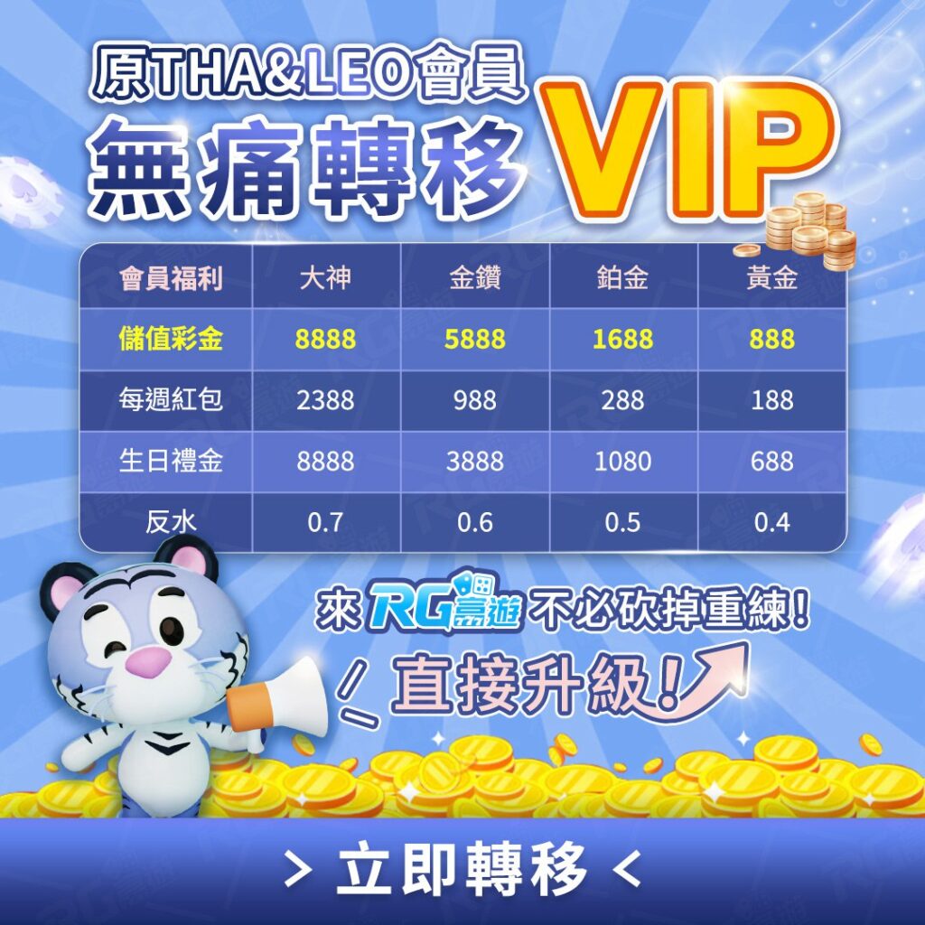 THA｜LEO VIP 玩家無痛轉移大老爺娛樂城優惠方案
